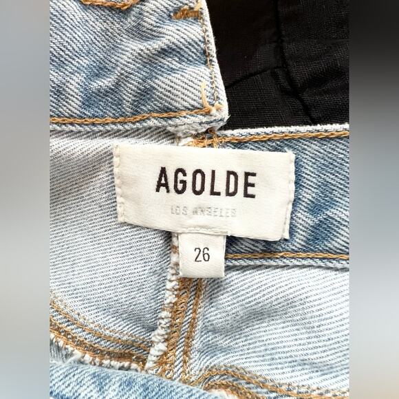 Agolde Criss Cross Blue Wash High Rise Distressed Straight Leg Jeans 26 spring - Picture 8 of 11